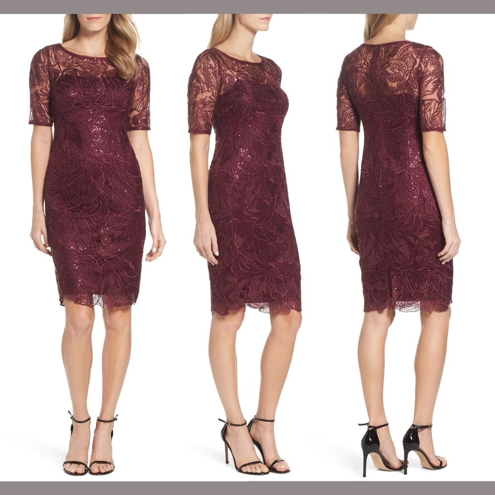 NWT $179 Adrianna Papell Sequin Embellished‎ Sheath Dress [PETITE SZ 8P ]